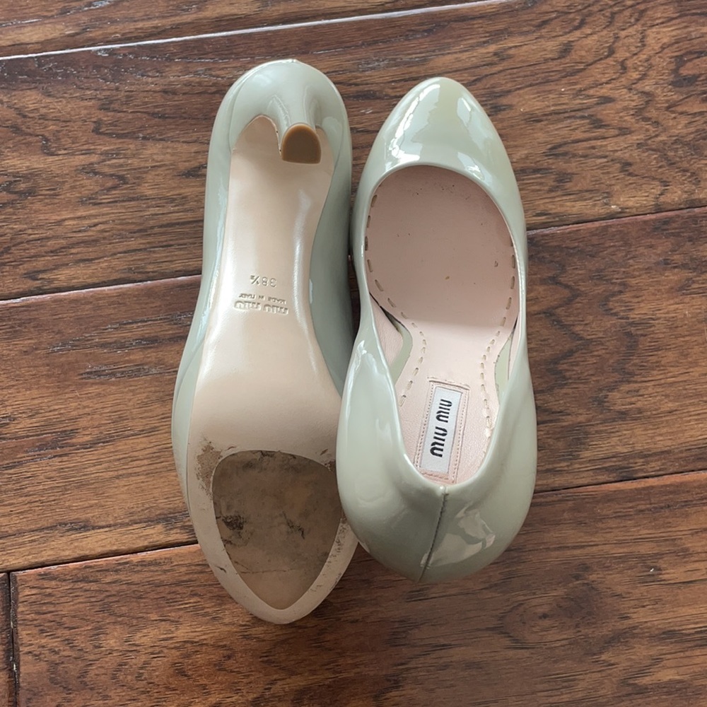 Gray, Patent Leather, Miu Miu Heels, Size 8.5. Gr… - image 6